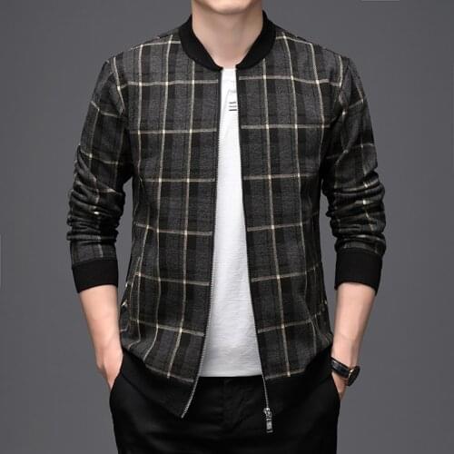 Spring 2021 New Wool Oversized Plaid Husband Jacket For Mens Style Classic Checked Baseball Jackets Mens Bomber Big Size Trendy