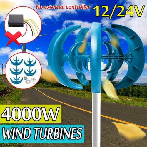 4000W 12V 24V Vertical Axis Wind Turbines Generator Lantern 5 Blades Motor Kit Windmill Energy Charge Turbines for Home Camping