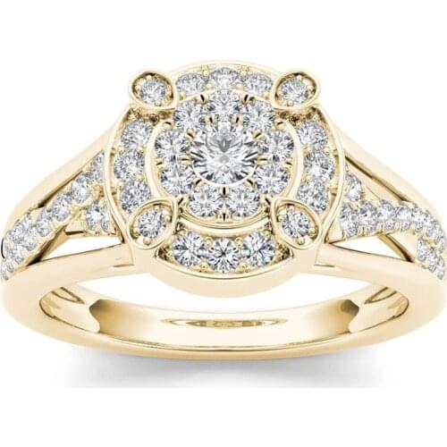 X yan Exquisite Ladies Wedding Engagement Ring Dazzling Crystal Rhinestone Zircon Female Bridal Women New Trendy Jewelry