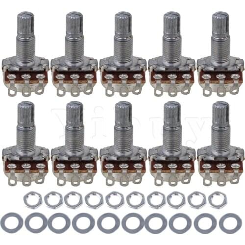 Yibuy 10PCS A500k Ohm Audio Mini Pots Guitar Potentiometer For Electric Guitar