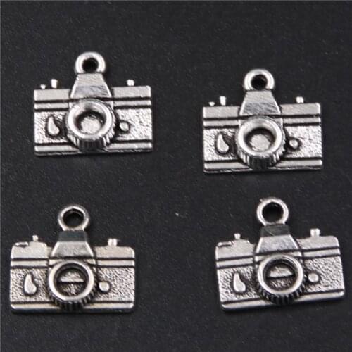 10pcs Silver Plated Exquisite SLR Camera Charms Retro Necklace Pendants DIY Metal Jewelry Handicraft Making 16*14mm A337