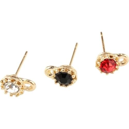 10pcs Rhinestone Stud Earrings Can Hanging Pendants White Black Red DIY Jewelry Making Accessories for Women Girls Summer Party
