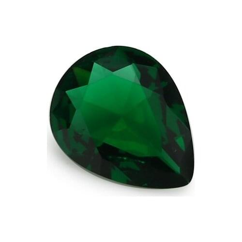 100pcs 3x3~10x10mm Pear Shape Loose Stone Green Color Glass Synthetic Gems For Jewelry DIY Stone