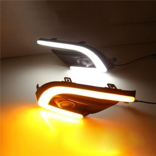 2pcs For Mazda 3 Mazda3 Axela 2013 2014 2015 2016 LED DRL Daytime Running Light Fog yellow turn Signal lamp Styling