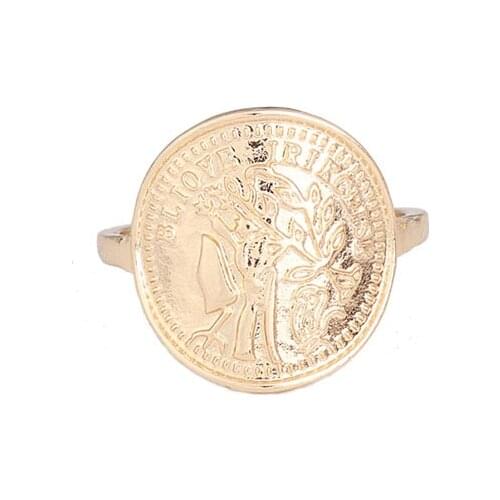 2020 Ins Summer Trendy Gold Coin Queen Minimalism Cuff Finger Midi Rings Korean Fashion Party Jewelry