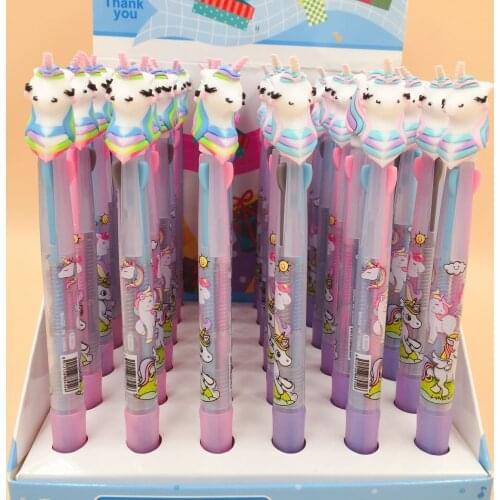 4 pcs/Lot 3 color ink 0.5mm refill ballpoint pen Cute Unicorn Cartoon ballpen Stationery Office accessories school supplies
