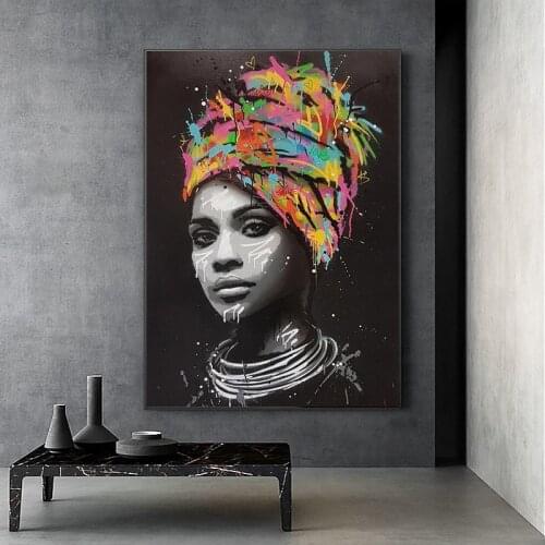 African Woman Nude Canvas Paintings On The Wall Art Posters And Prints Black Girl Graffiti Art Pictures Home Wall Decoration