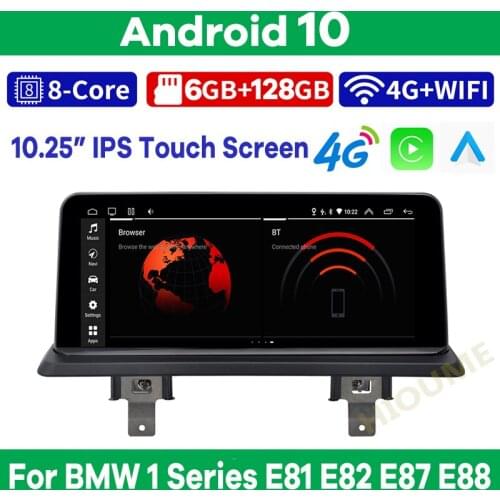 10.25“ 8Core CPU 8G RAM Android 10 Car Multimedia Player GPS Radio for BMW 1 Series 120i E81 E82 E87 E88 Stereo CarPlay Audio