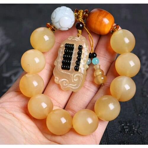 Handcrafted Sheep Horn Beads Bracelet Sheep Horn Cupressaceae Beads Bracelet With an abacus