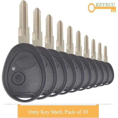 KEYECU 10 Pieces/Lot Remote Control Car Key Shell Case for Land Rover Discovery 1999-2004, Fob 2 Buttons With Uncut Blade