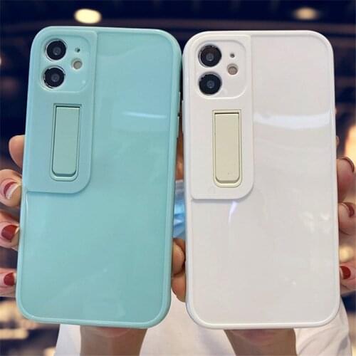Candy Color Stand Holder Phone Case For iPhone 12 11 Pro Max XR XS Max X 7 8 Plus 12Mini SE2020 Soft Shockproof Back Cover
