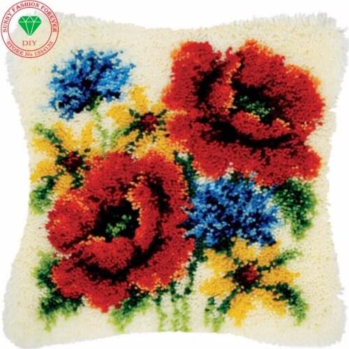 Flower Pillowcase Needlework cushion Craft Diy pillowcase embroidery Patchwork Yarn carpet embroidery Stitch Thread embroidery