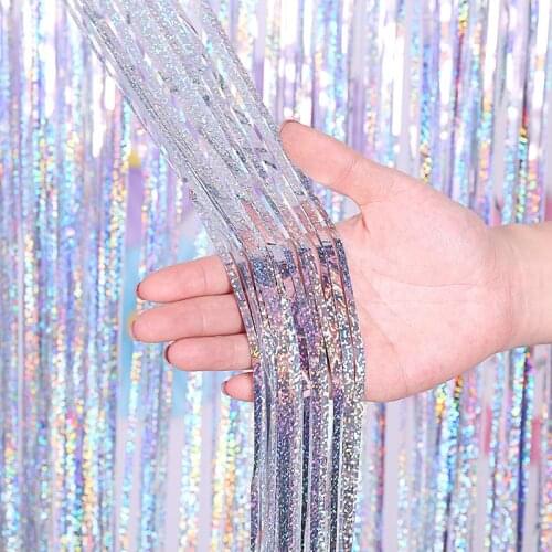 Anniversary Decor Party Backdrop Curtains Glitter Multicolor Tinsel Fringe Foil Curtain Birthday Wedding Decoration Baby Shower