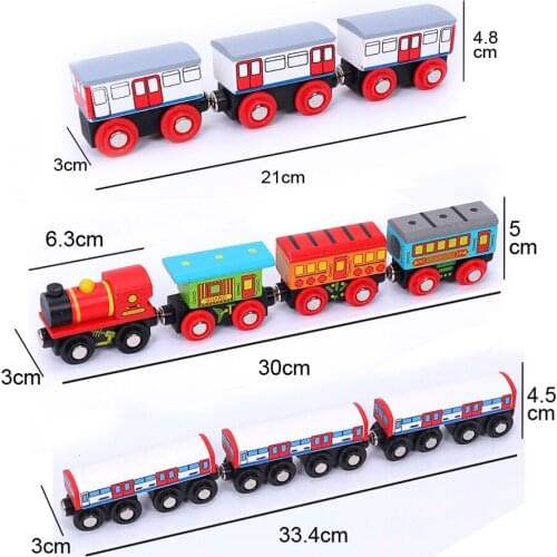 Wooden train magnetic link can be connected to wooden train track toy childrens puzzle hand push delicate toy car