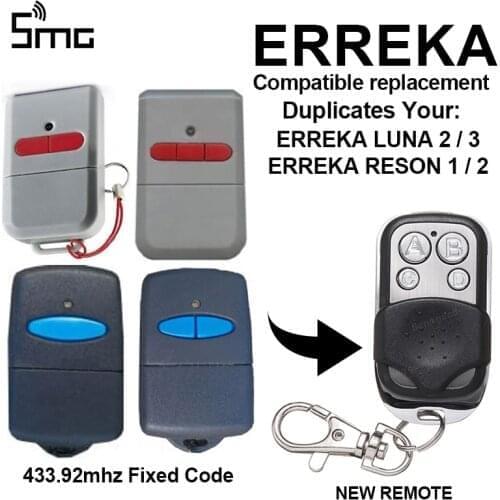 ERREKA LUNA ERREKA RESON compatible electric gates remote controls for command garage barrier fixed code key fod 433.92Mhz