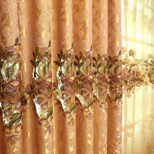 Europe luxury chenille Burnt cloth curtains screening sheer tulle for bedroom living room windows