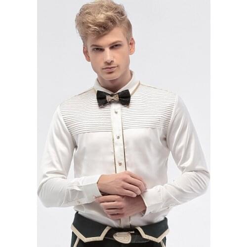 Fanzhuan Free Shipping New fashion personality male Mens white Spring men autumn design wedding dress long sleeved shirt 14271