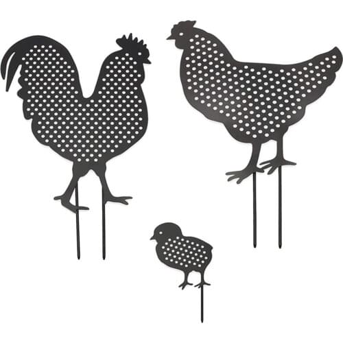 Hen Chicken Yard Statue Creative Art Decorative Garden Lawn Stakes Metal Art Rooster Metal Anim Gardening Ornaments 35A