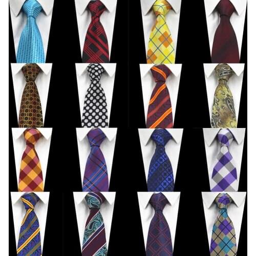 Ricnais 8cm Silk Formal Tie Yellow Brown Plaid Striped Jacquared Necktie For Mens Business Wedding Party Gravata Accessories Tie