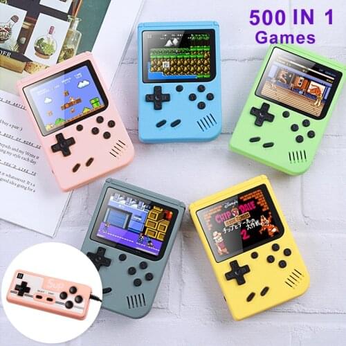 Retro Mini Game Console with 1 Controller Support Two Players 1020mAh Rechargeable Battery 500 Classical FC Games 3.0inch Screen