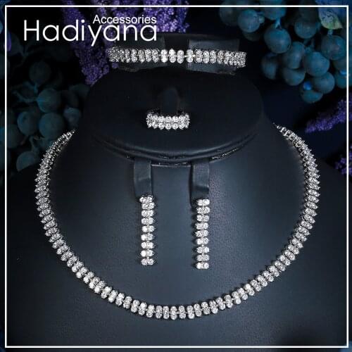 Classic Cubic Zirconia 4pcs Sets Hotsale High Quality Copper Jewelry Set For Women Wedding Party Wholesale Drop Shipping CN001