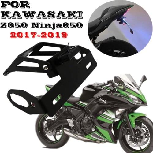 Motorcycle Rear License Plate Holder Frame Bracket with LED Tail Light For Kawasaki Z650 Ninja650 2017-2019