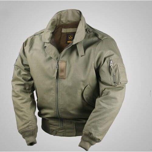 Leisure Air Force Flying Pure Cotton Padded Jacket Outdoor Training Hiking Combat Hunting Short Stand Collar Loose Mens Coat