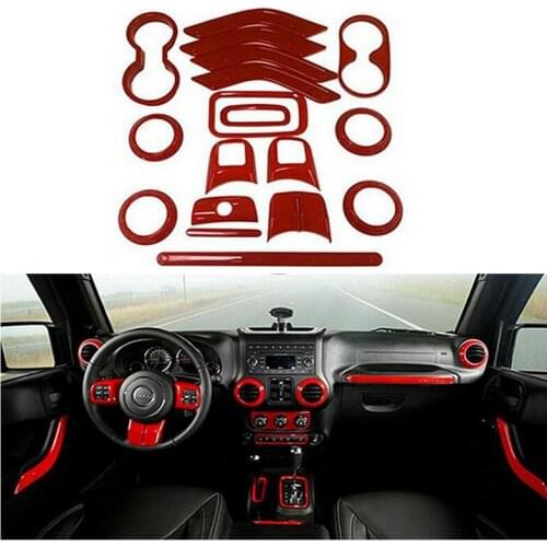 Hotest Full Set Interior Decoration Trim Kit Steering Wheel Trim Centrer Console Air Outlet For Jeep Wrangler 2011-2016 4-door