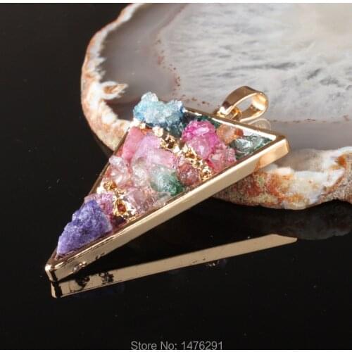 Hot Sale Mix-color Crystal Quartz Stone Triangle Arrow Pendant Jewelry Pendant 1PCS DIY