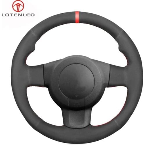LQTENLEO Black Suede Car Steering Wheel Cover For Seat Leon (1P) FR 2005-2009 Leon (1P) Cupra 2005-2009 Ibiza (6L) FR 2005-2009