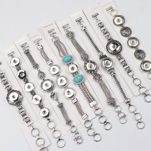 Fashion 10pcs/lots Snap Button Interchangeable 18mm Charm Jewelry Bracelets For Women Send Random