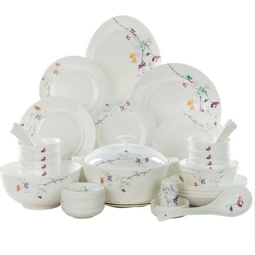 Porselen yemek takimlari cutlery set dinner set dinnerware set Bone Porcelain Tableware Set Bowl and Plate Household Korean Styl