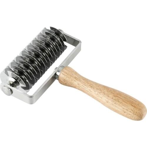 Stainless Steel Wood Handle Pizza Roller Cutter Dessert Hob 13.3x20.5x5cm Cake Biscuit Pizza Pie Baking Tools