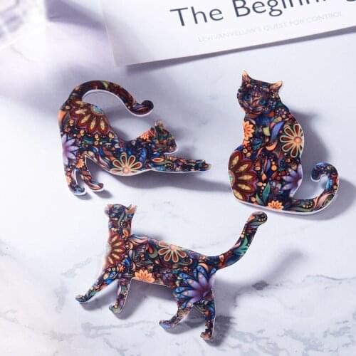 New Style Animal Corsage Brooch Fashion Retro Acrylic Cat Brooch Heat Transfer Chest Ornament