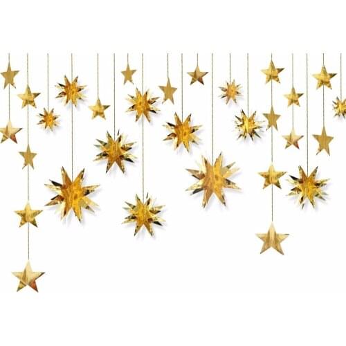 New Arrive 2017 Party decoration Kit star Garland ,3D Paper Star Banner,Party Supplies,Christmas Birthday Wedding Adds