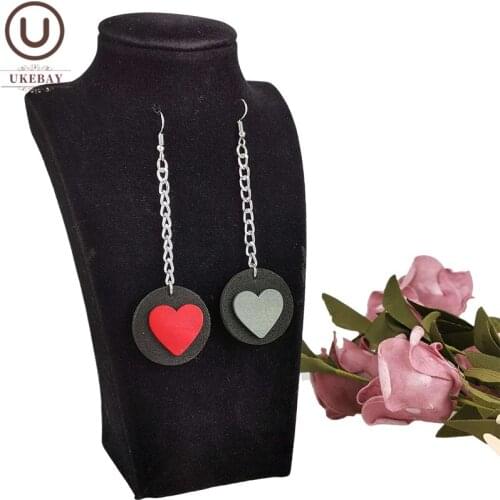 UKEBAY New Two Colors Drop Earrings Women Long Statement Earring Wood Jewelry Ethnic Handmade Wooden Earrings For Party Wedding