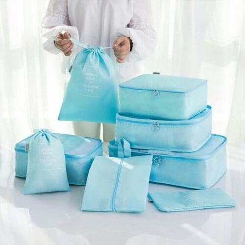 Oxford 8 piece/set travel bags waterproof bag organizer bags packing bags padded organizer 8 pcs women travel bags 14 colors
