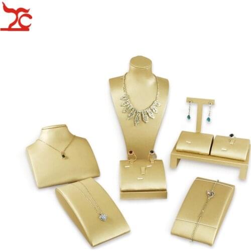 Organizer Holder Stand Jewelry Store Counter Shiowcase Kit Gold PU Ring Earring Necklace Bracelet Display
