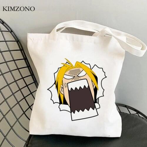 Fullmetal Alchemist shopping bag cotton tote handbag grocery shopping canvas bag fabric sacola sacolas