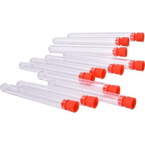 10 PCS Clear Transparent Plastic Test Tubes with Caps Stoppers School Lab Supplies Accessories 12x100mm High Quality