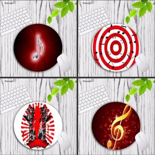 Mairuige Music Notes Cool Pattern Prints Mouse Pad Small Size Round Gaming Non-Skid 20x20cm and 22cmx22cm Lock Edge Rubber Pad