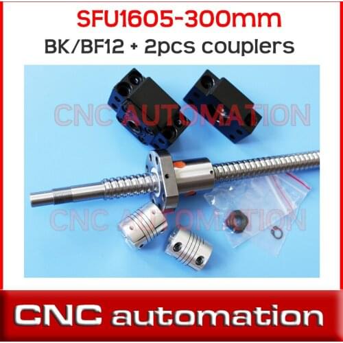 RM1605 Ball Screw SFU1605 L= 300mm Rolled Ballscrew + BK BF12 end support + 2pcs coupler 6.35*10mm