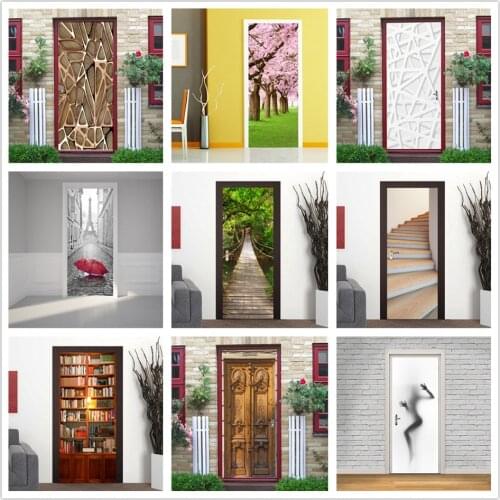 Landscape Stickers on the Doors Peel and Stick Wallpaper DIY Vinyl Self Adhesive Waterproof Poster Room Decoration Home Design
