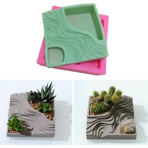 Succulent Plant Flower Pot Silicone Mold Gypsum Cement Fleshy Flower Bonsai DIY Ashtray Candle Holder Mould Office Home Decor