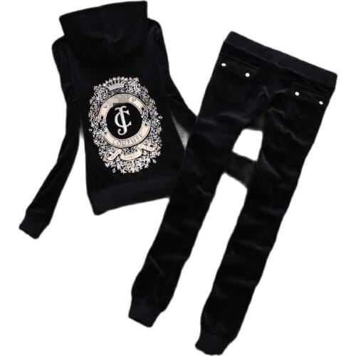 Spring / Fall 2020 WomenS Brand Velvet Fabric Tracksuits Velour Suit Women Track Suit Hoodies And Pants Size S - XL