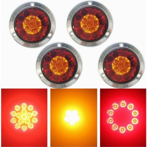 4PCS Trailer LED Lights Truck Light Rear 12v Trailer LED Tail Light Stop Signal Lantern For Trailer 12v Red/Amber