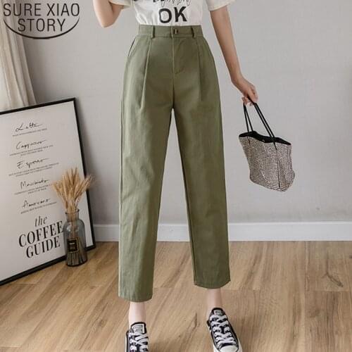 Spring and Summer Women Pants 2021 New Korean Fashion Casual Loose Harem Pencil Pants High Waist Solid Work Female Trousers 9647