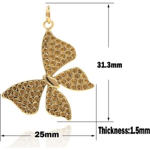 Golden Butterfly Pendant Insect Charm Animal Gold Necklace DIY Jewelry Making Accessories 31.3x25x1.5mm