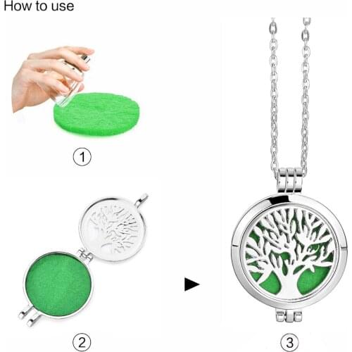 1Pc Stainless Steel Color Fit 30mm Felt Pads Essential Oil Diffuser Locket Pendant Necklace for Jewelry Gift