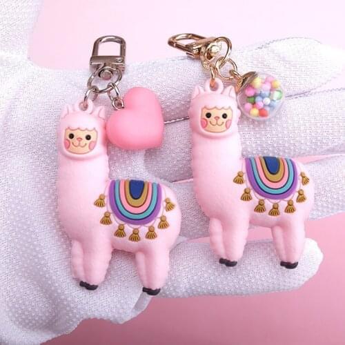 10 Styles 3D Alpaca Keychain Cute Cartoon Heart Ball Creative Gold Metal Clasp Bag Pendant Fashion Gift